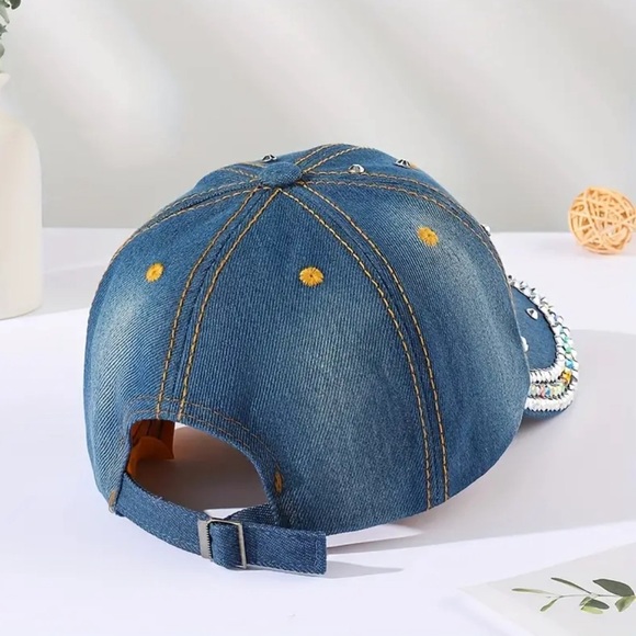 Dragonfly Patch Denim Baseball Cap - Picture 3 of 5